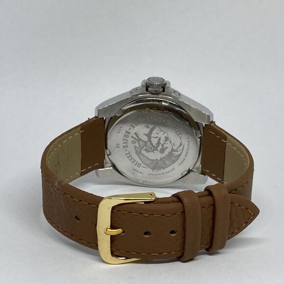 DIesel DZ-1699 Men's Brown Leather Analog Silver Dial Quartz Genuine Watch VK62 - Picture 10 of 12